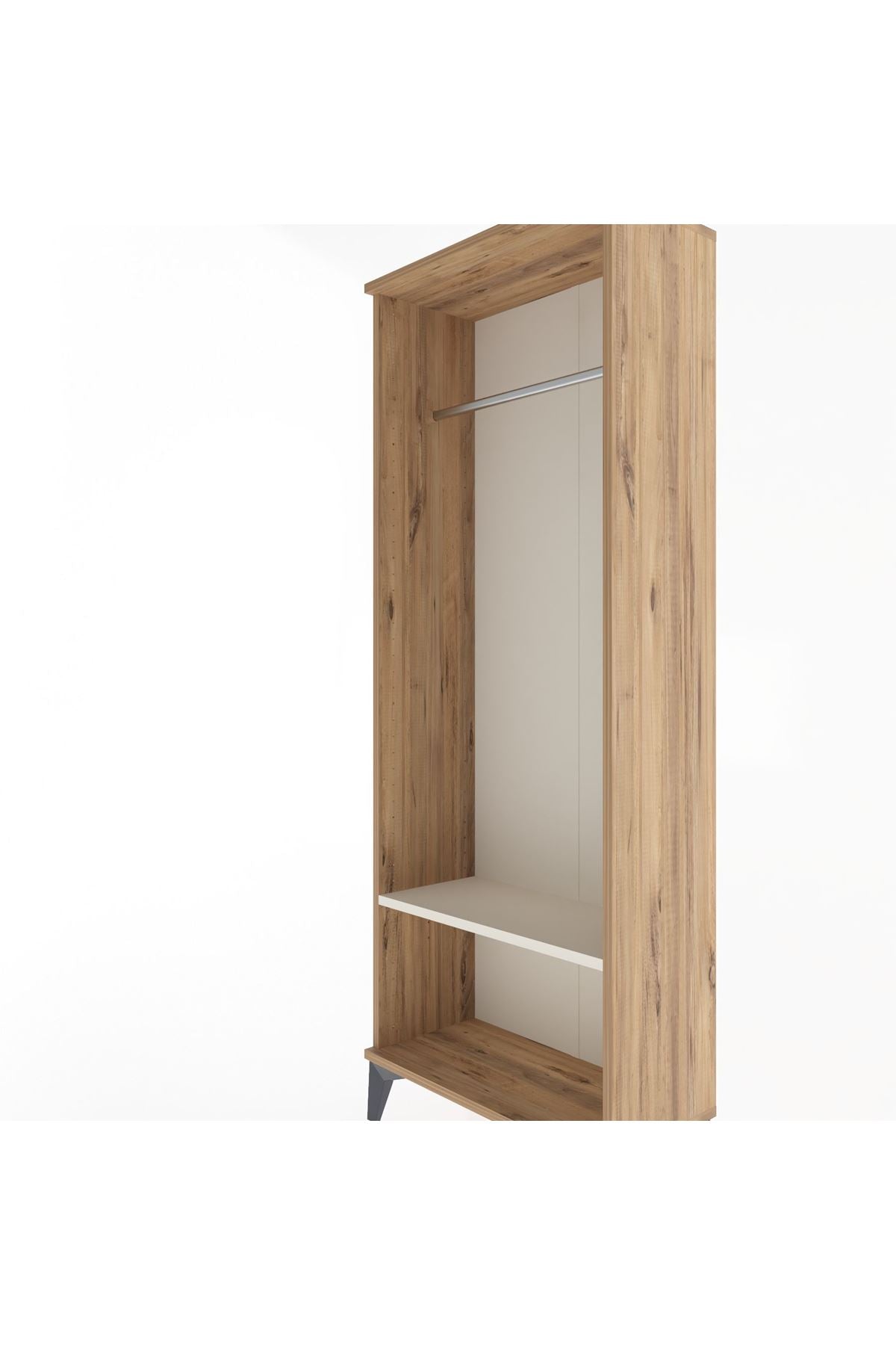 Arges Dolap Tek Raflı Kapaklı Tek Askılı 60x30x163 Çam-Aytaşı