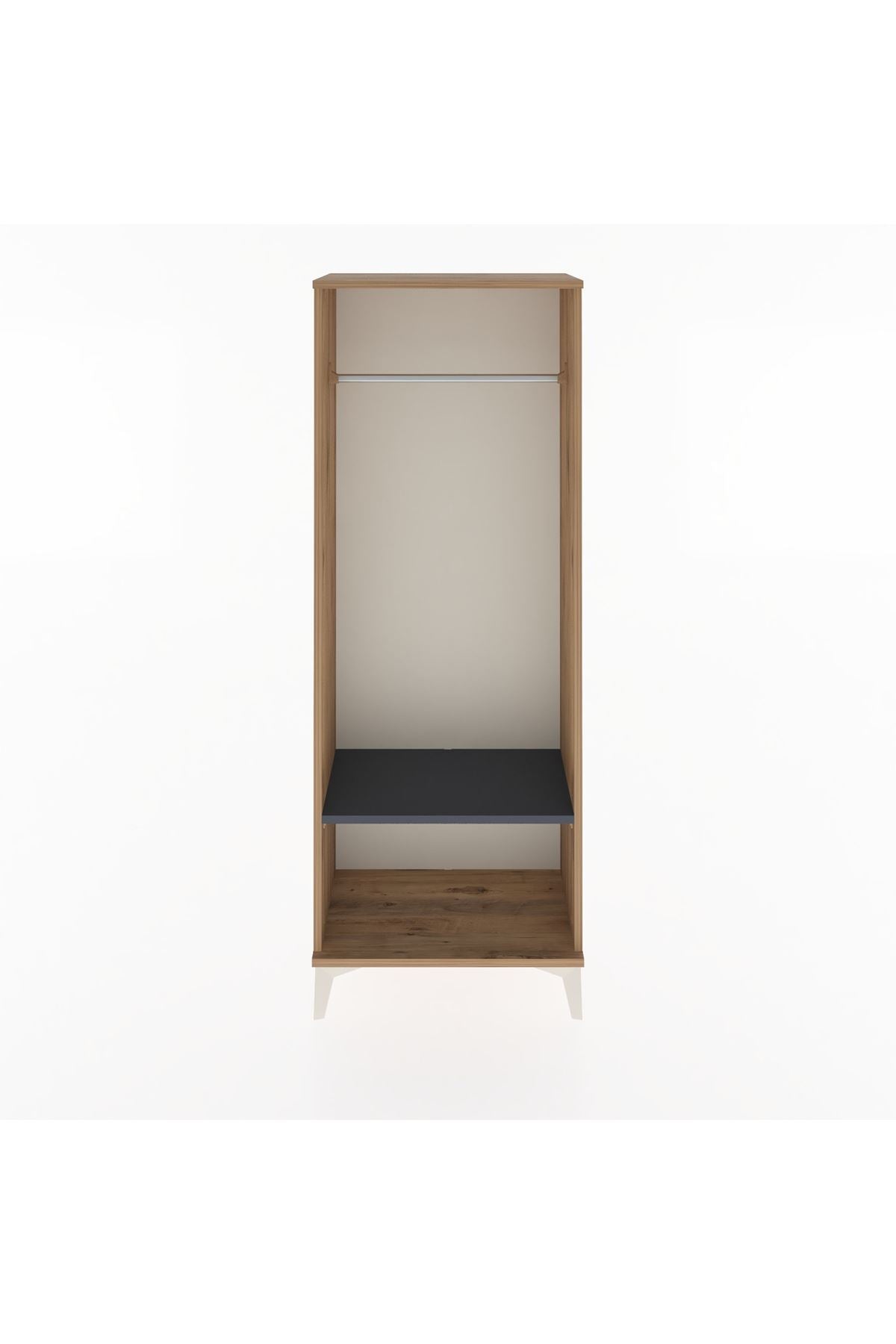 Arges Dolap Tek Raflı Kapaklı Tek Askılı 60x30x163 Çam-Antrasit