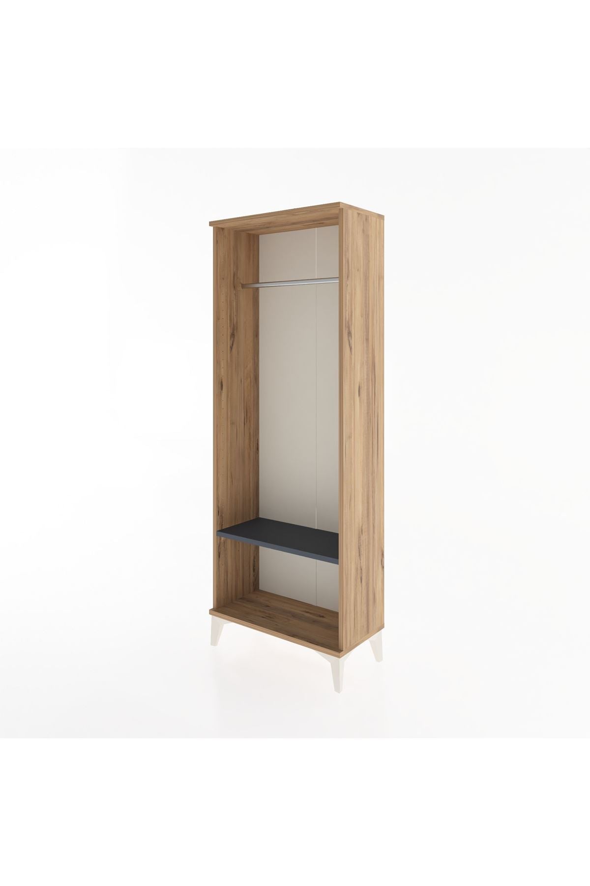 Arges Dolap Tek Raflı Kapaklı Tek Askılı 60x30x163 Çam-Antrasit