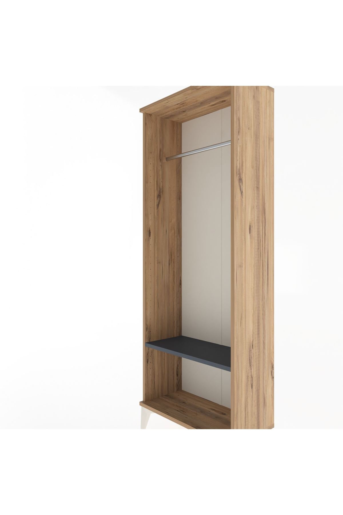 Arges Dolap Tek Raflı Kapaklı Tek Askılı 60x30x163 Çam-Antrasit