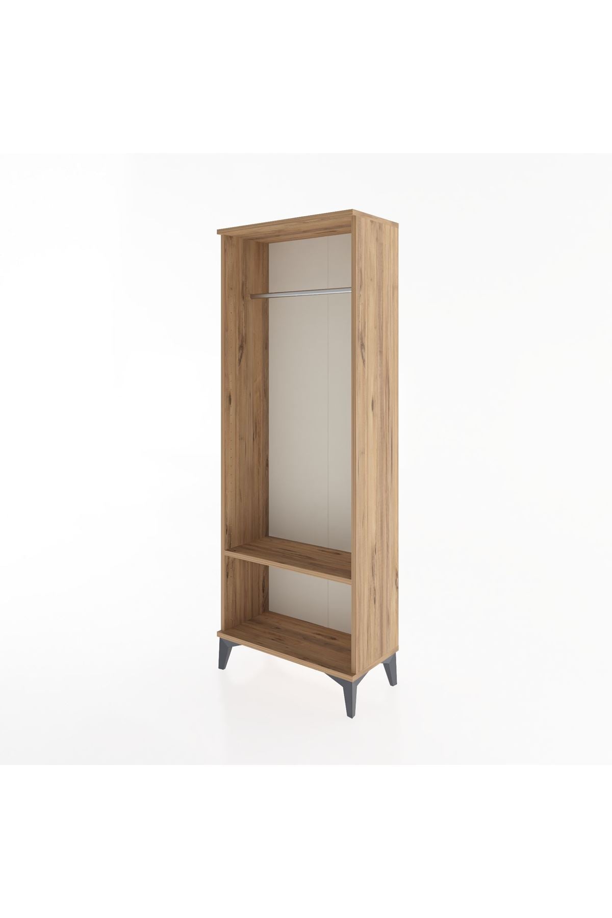 Arges Dolap Tek Raflı Kapaklı Tek Askılı 60x30x163 Çam-Çam