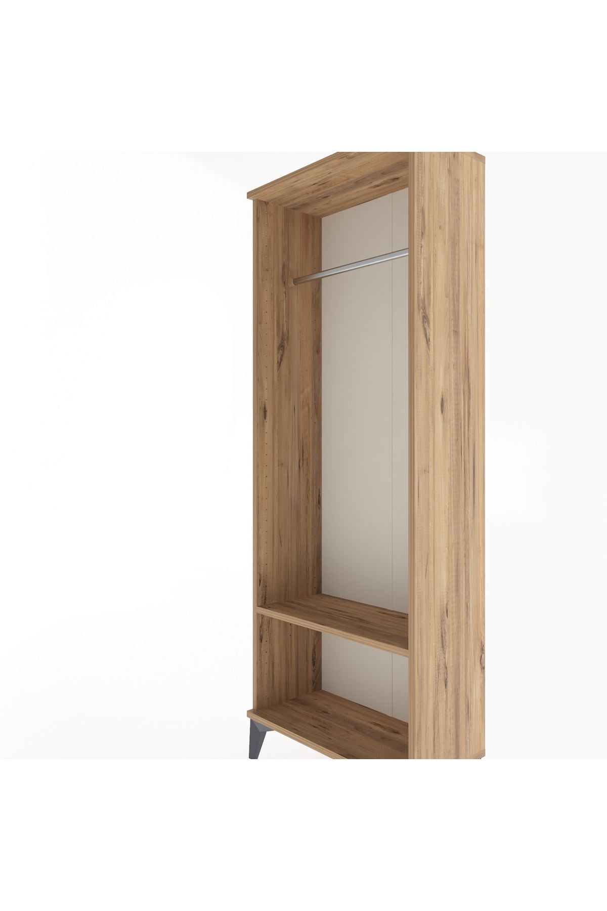 Arges Dolap Tek Raflı Kapaklı Tek Askılı 60x30x163 Çam-Çam