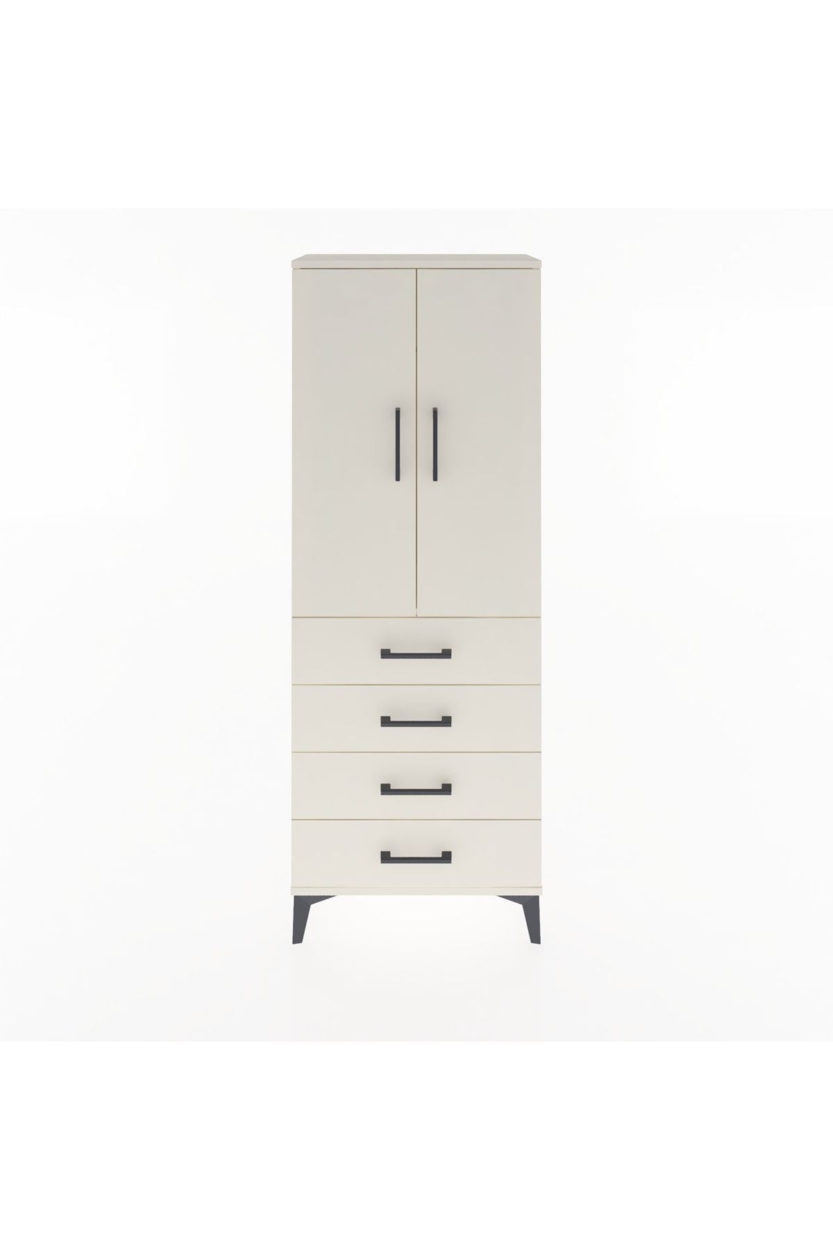 Arges Dolap Tek Raflı 4 Çekmeceli Tek Askılı 60x30x163 Aytaşı-Aytaşı