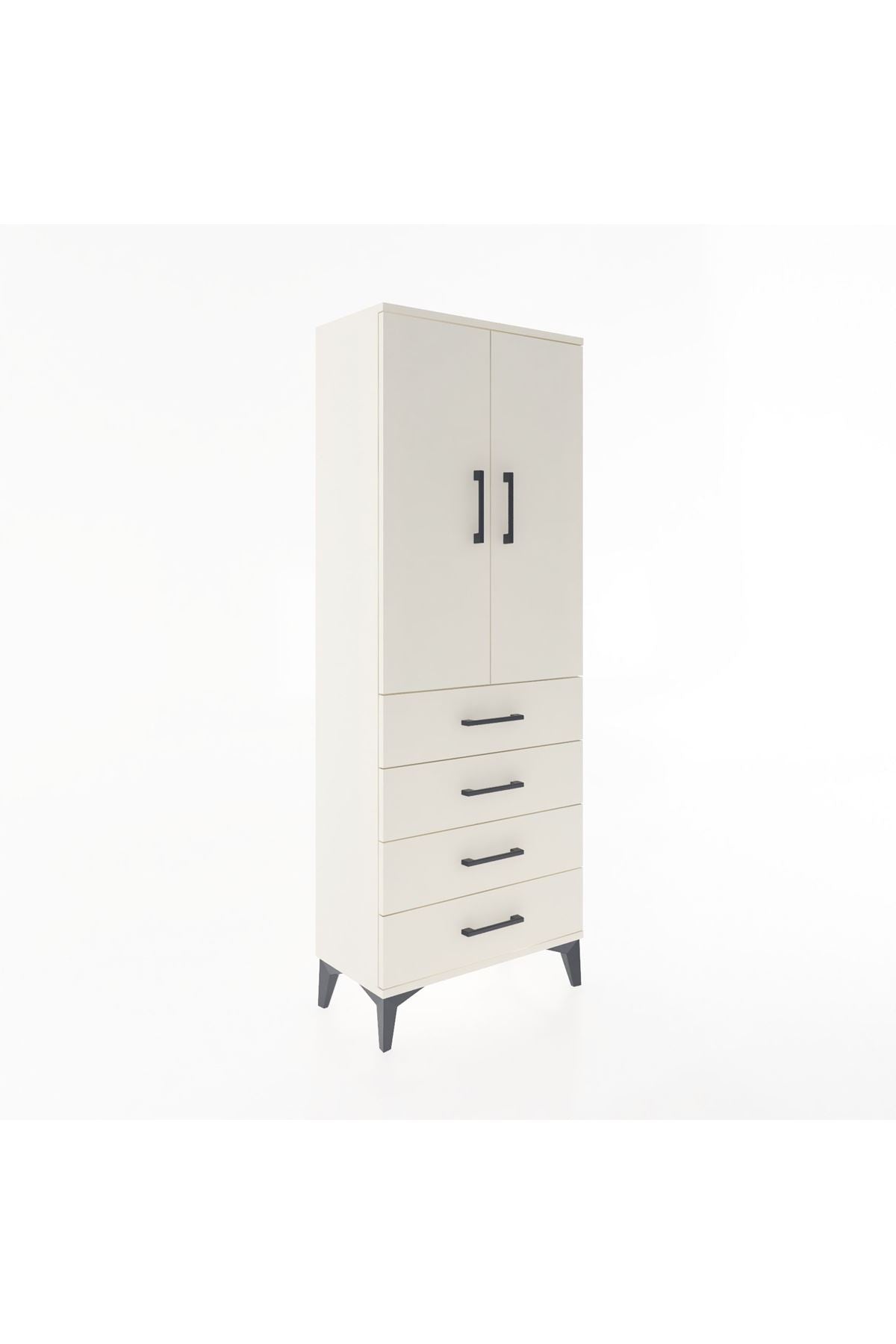 Arges Dolap Tek Raflı 4 Çekmeceli Tek Askılı 60x30x163 Aytaşı-Aytaşı