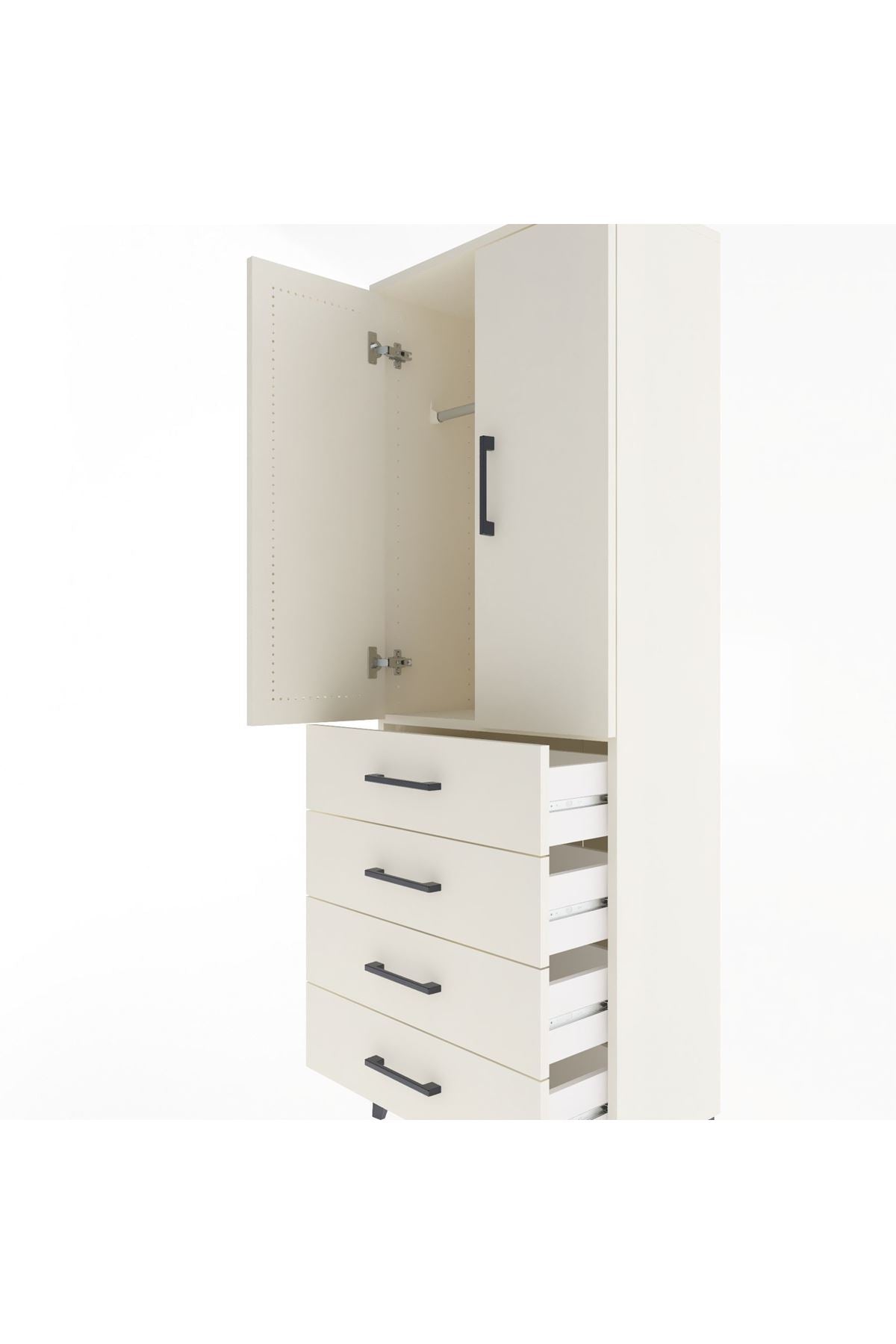 Arges Dolap Tek Raflı 4 Çekmeceli Tek Askılı 60x30x163 Aytaşı-Aytaşı