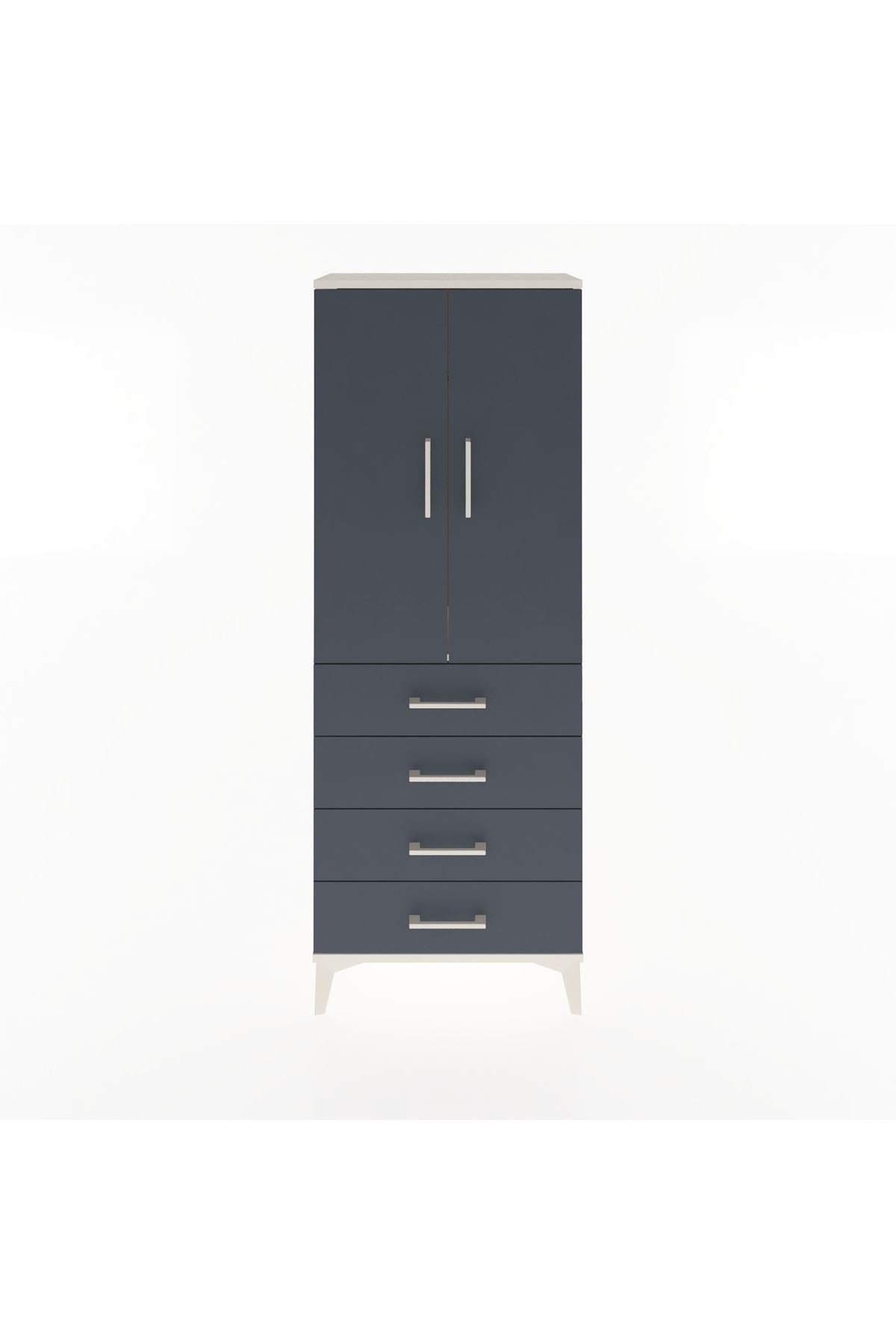 Arges Dolap Tek Raflı 4 Çekmeceli Tek Askılı 60x30x163 Aytaşı-Antrasit