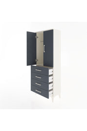 Arges Dolap Tek Raflı 4 Çekmeceli Tek Askılı 60x30x163 Aytaşı-Antrasit
