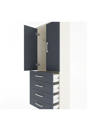 Arges Dolap Tek Raflı 4 Çekmeceli Tek Askılı 60x30x163 Aytaşı-Antrasit