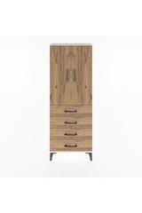 Arges Dolap Tek Raflı 4 Çekmeceli Tek Askılı 60x30x163