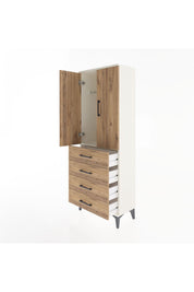 Arges Dolap Tek Raflı 4 Çekmeceli Tek Askılı 60x30x163 Aytaşı-Çam