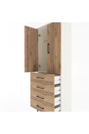 Arges Dolap Tek Raflı 4 Çekmeceli Tek Askılı 60x30x163 Aytaşı-Çam