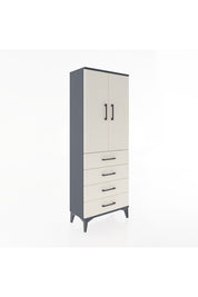 Arges Dolap Tek Raflı 4 Çekmeceli Tek Askılı 60x30x163 Antrasit-Aytaşı