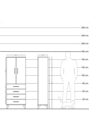 Arges Dolap Tek Raflı 4 Çekmeceli Tek Askılı 60x30x163 Çam-Aytaşı