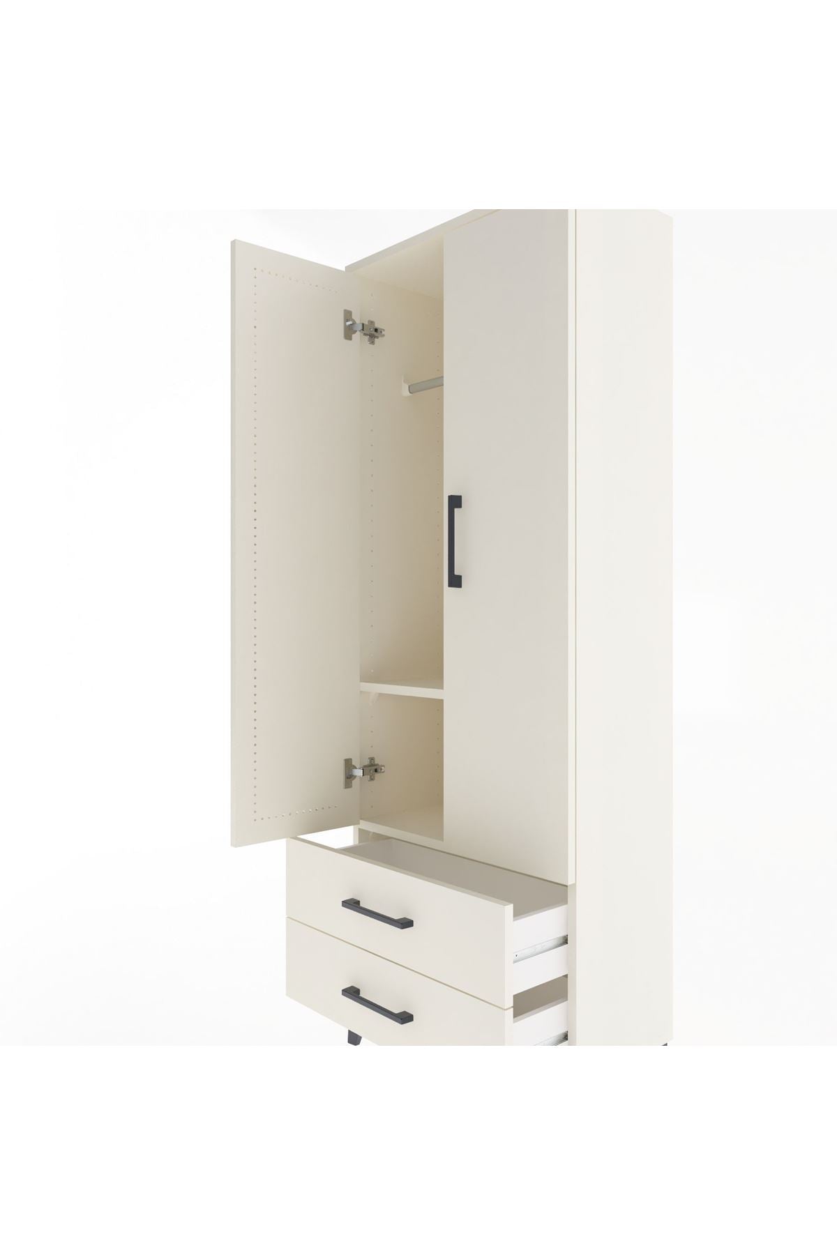 Arges Dolap 2 Raflı 2 Çekmeceli Tek Askılı 60x30x163 Aytaşı-Aytaşı