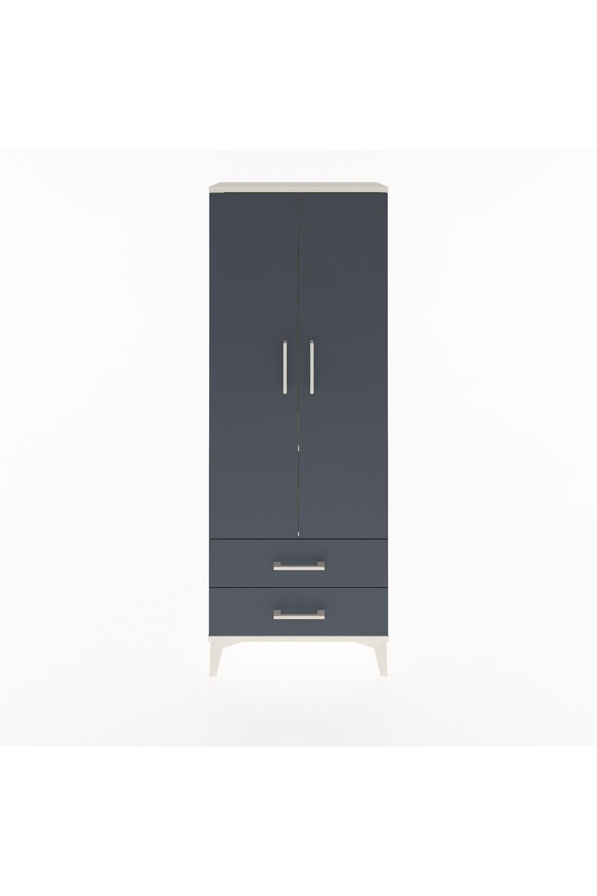 Arges Dolap 2 Raflı 2 Çekmeceli Tek Askılı 60x30x163 Aytaşı-Antrasit