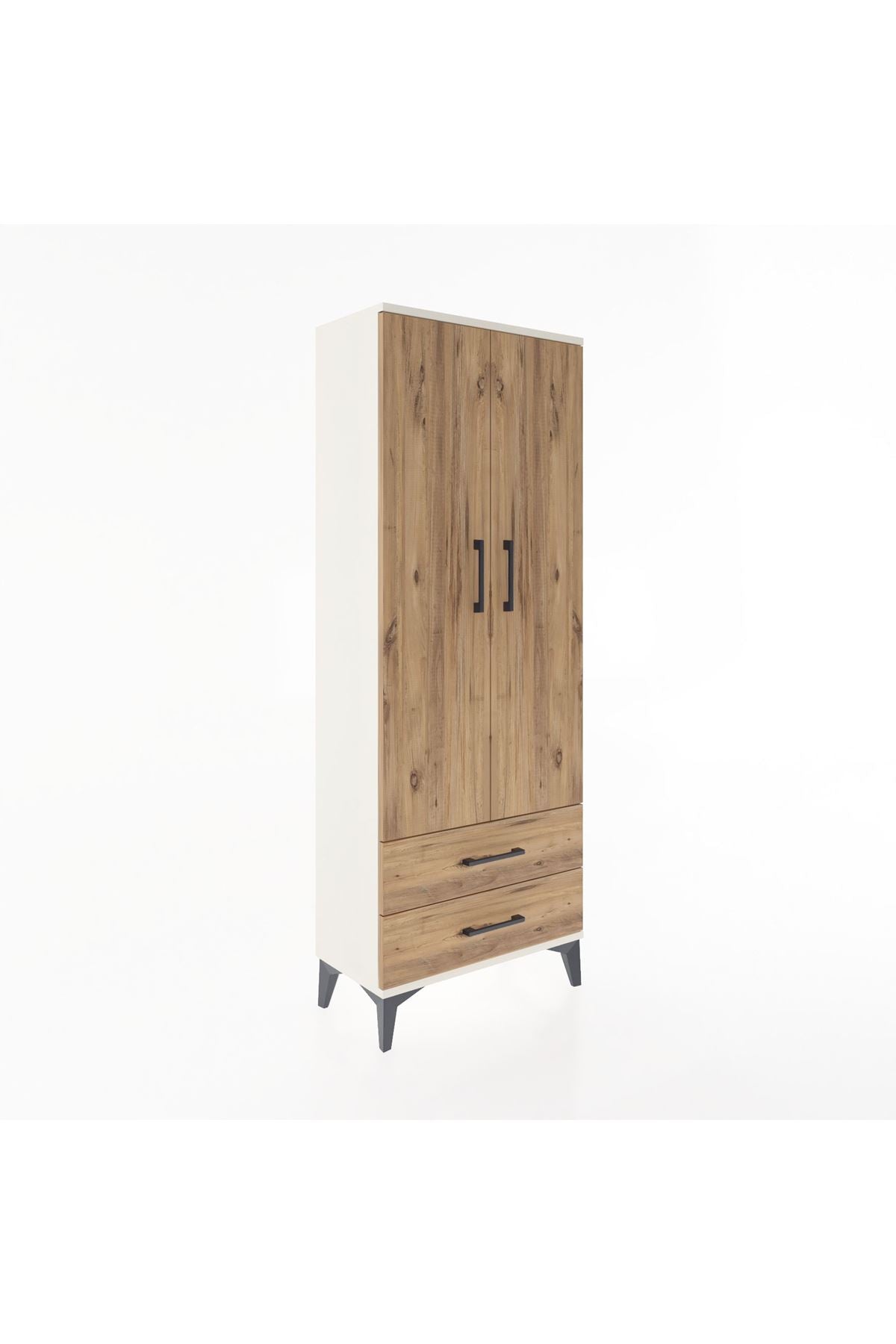 Arges Dolap 2 Raflı 2 Çekmeceli Tek Askılı 60x30x163 Aytaşı-Çam