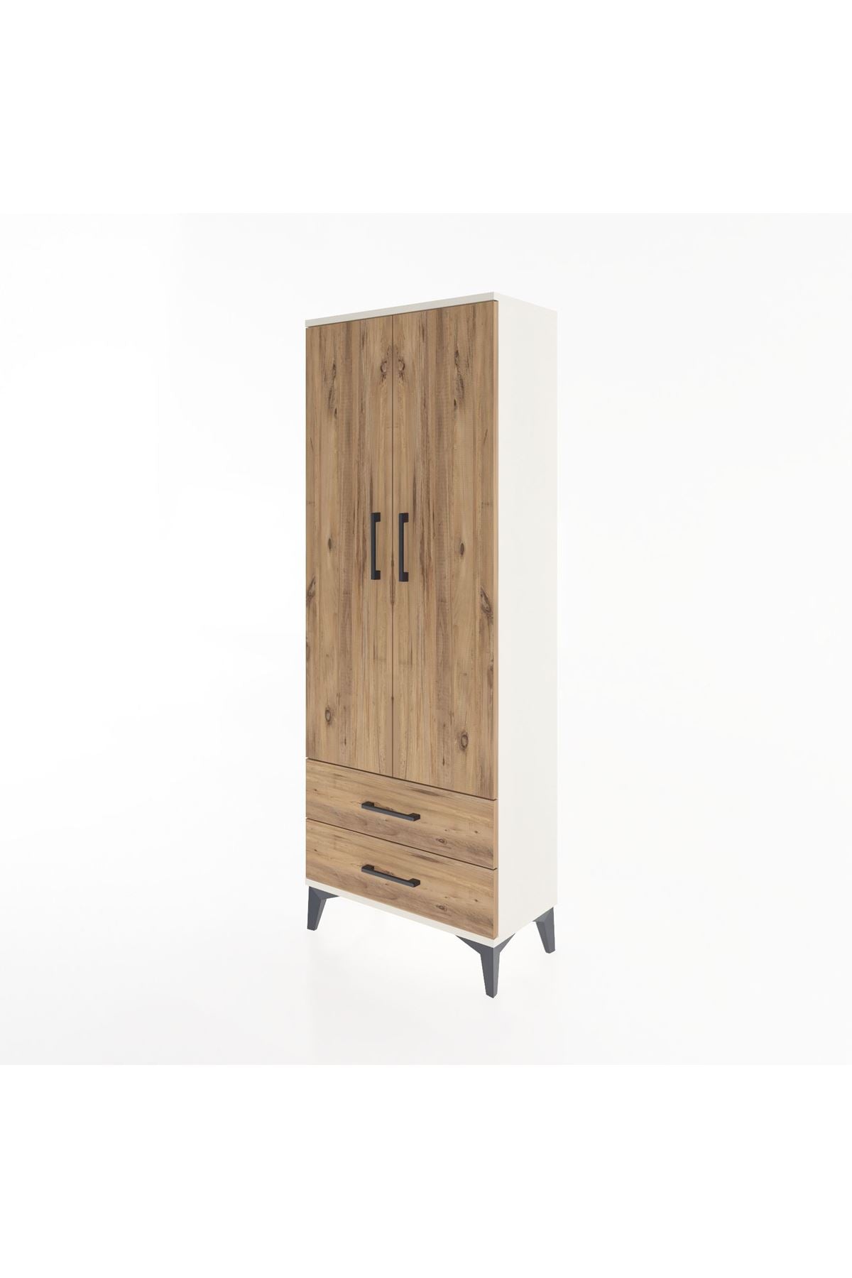 Arges Dolap 2 Raflı 2 Çekmeceli Tek Askılı 60x30x163 Aytaşı-Çam