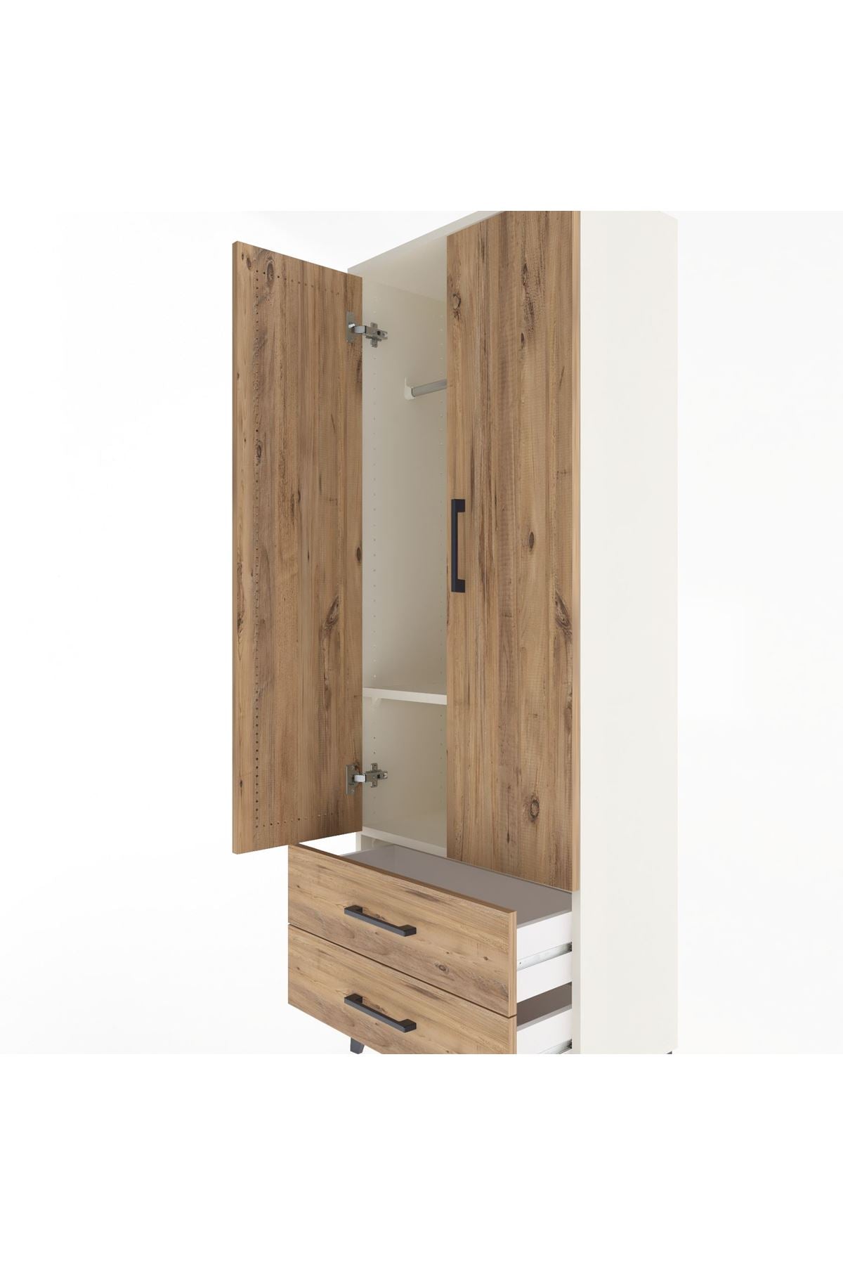 Arges Dolap 2 Raflı 2 Çekmeceli Tek Askılı 60x30x163 Aytaşı-Çam
