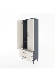 Arges Dolap 2 Raflı 2 Çekmeceli Tek Askılı 60x30x163 Antrasit-Aytaşı