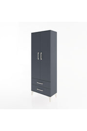 Arges Dolap 2 Raflı 2 Çekmeceli Tek Askılı 60x30x163 Antrasit-Antrasit