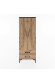Arges Dolap 2 Raflı 2 Çekmeceli Tek Askılı 60x30x163 Antrasit-Çam