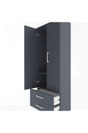 Arges Dolap 2 Raflı 2 Çekmeceli Tek Askılı 60x30x163 Antrasit-Antrasit