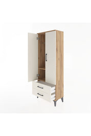 Arges Dolap 2 Raflı 2 Çekmeceli Tek Askılı 60x30x163 Çam-Aytaşı