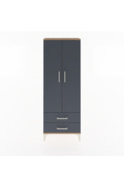 Arges Dolap 2 Raflı 2 Çekmeceli Tek Askılı 60x30x163 Çam-Antrasit