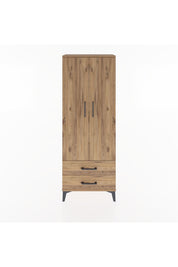 Arges Dolap 2 Raflı 2 Çekmeceli Tek Askılı 60x30x163 Çam-Çam