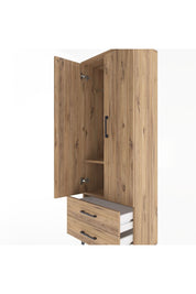 Arges Dolap 2 Raflı 2 Çekmeceli Tek Askılı 60x30x163 Çam-Çam