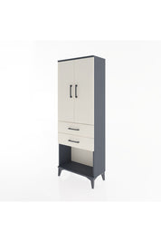 Arges Dolap Tek Raflı 2 Çekmeceli Tek Askılı 60x30x163 Antrasit-Aytaşı