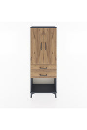 Arges Dolap Tek Raflı 2 Çekmeceli Tek Askılı 60x30x163 Antrasit-Çam