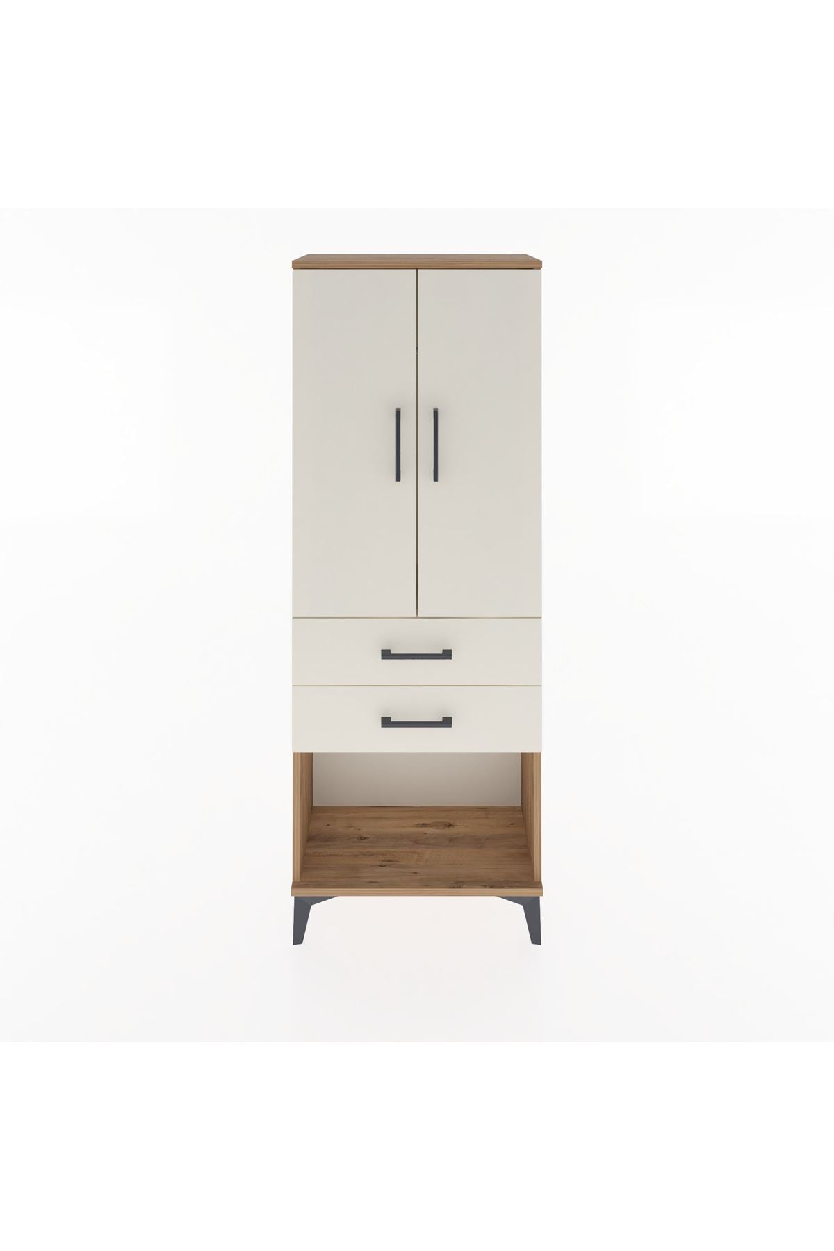 Arges Dolap Tek Raflı 2 Çekmeceli Tek Askılı 60x30x163 Çam-Aytaşı
