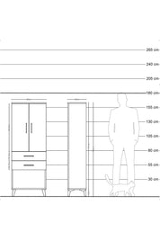Arges Dolap Tek Raflı 2 Çekmeceli Tek Askılı 60x30x163 Çam-Antrasit