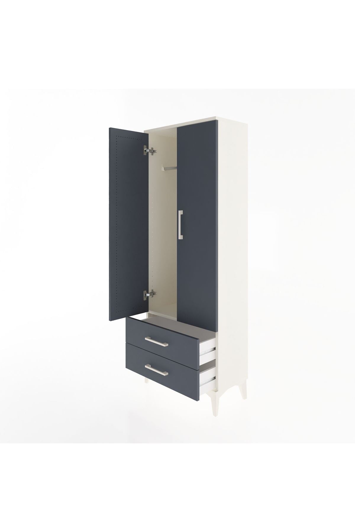 Arges Dolap Tek Raflı 2 Çekmeceli Tek Askılı 60x30x163 Aytaşı-Antrasit