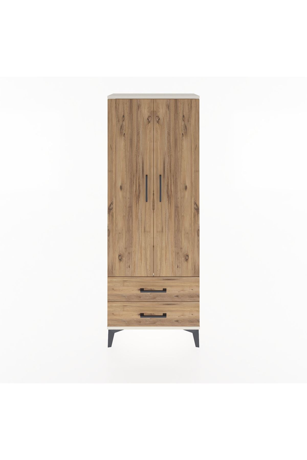 Arges Dolap Tek Raflı 2 Çekmeceli Tek Askılı 60x30x163 Aytaşı-Çam