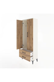 Arges Dolap Tek Raflı 2 Çekmeceli Tek Askılı 60x30x163 Aytaşı-Çam