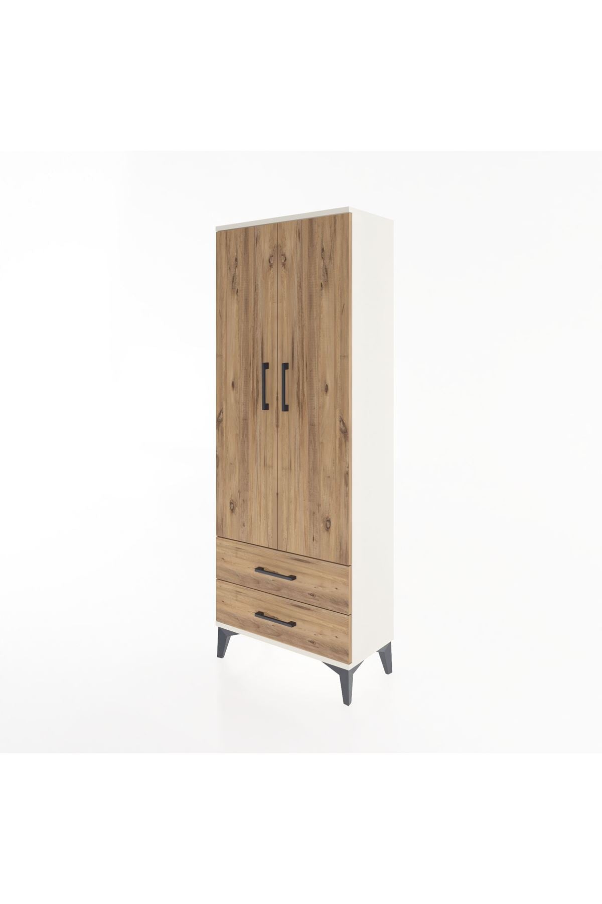 Arges Dolap Tek Raflı 2 Çekmeceli Tek Askılı 60x30x163 Aytaşı-Çam