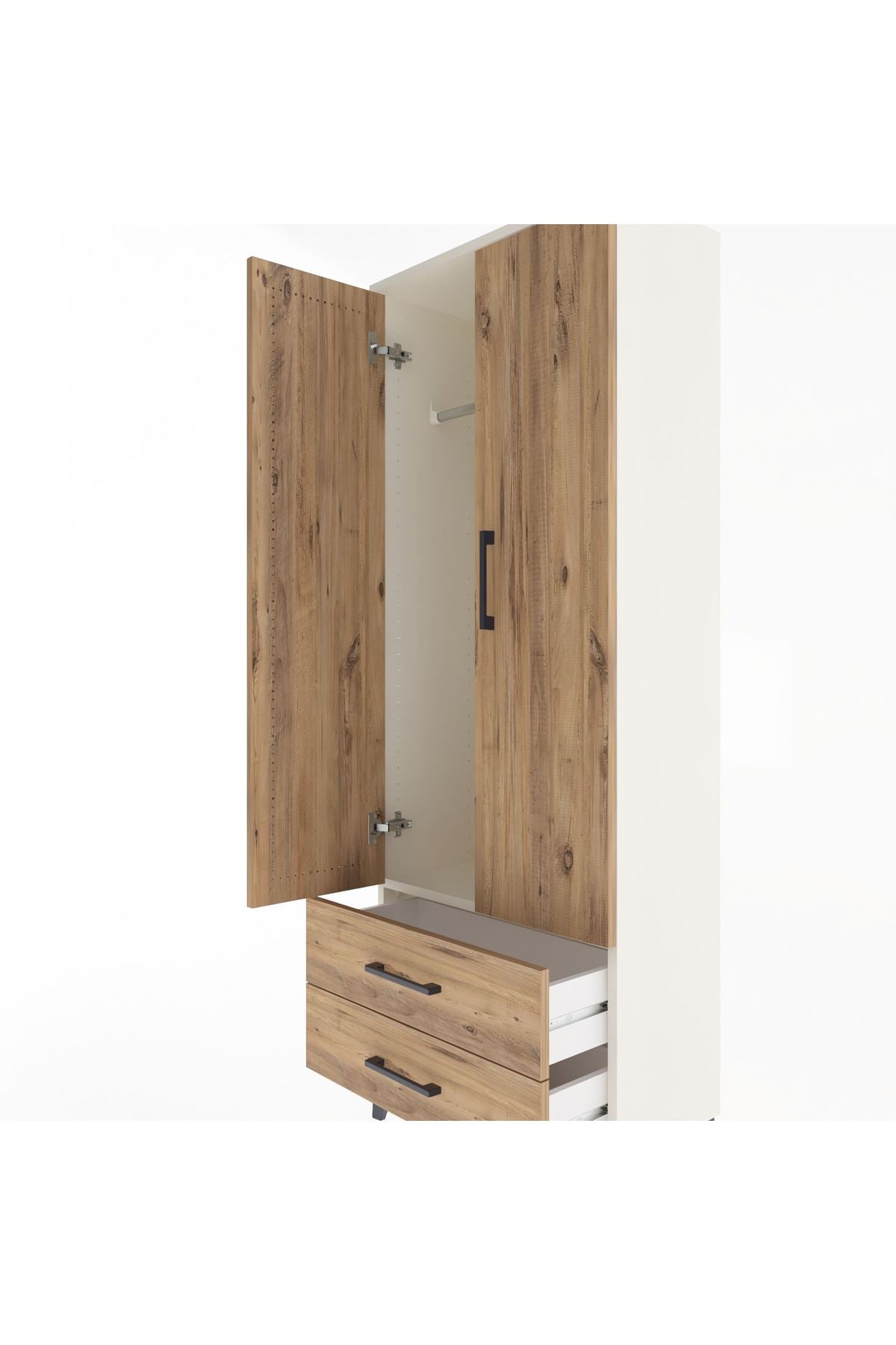 Arges Dolap Tek Raflı 2 Çekmeceli Tek Askılı 60x30x163 Aytaşı-Çam