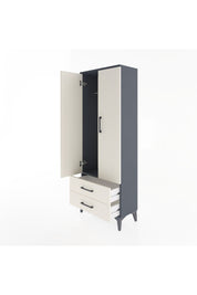 Arges Dolap Tek Raflı 2 Çekmeceli Tek Askılı 60x30x163 Antrasit-Aytaşı