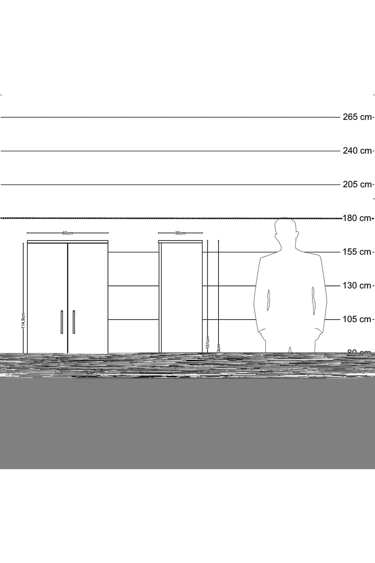 Arges Dolap Tek Raflı 2 Çekmeceli Tek Askılı 60x30x163 Antrasit-Aytaşı