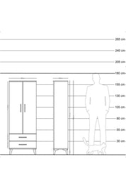 Arges Dolap Tek Raflı 2 Çekmeceli Tek Askılı 60x30x163 Antrasit-Antrasit