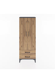 Arges Dolap Tek Raflı 2 Çekmeceli Tek Askılı 60x30x163 Antrasit-Çam