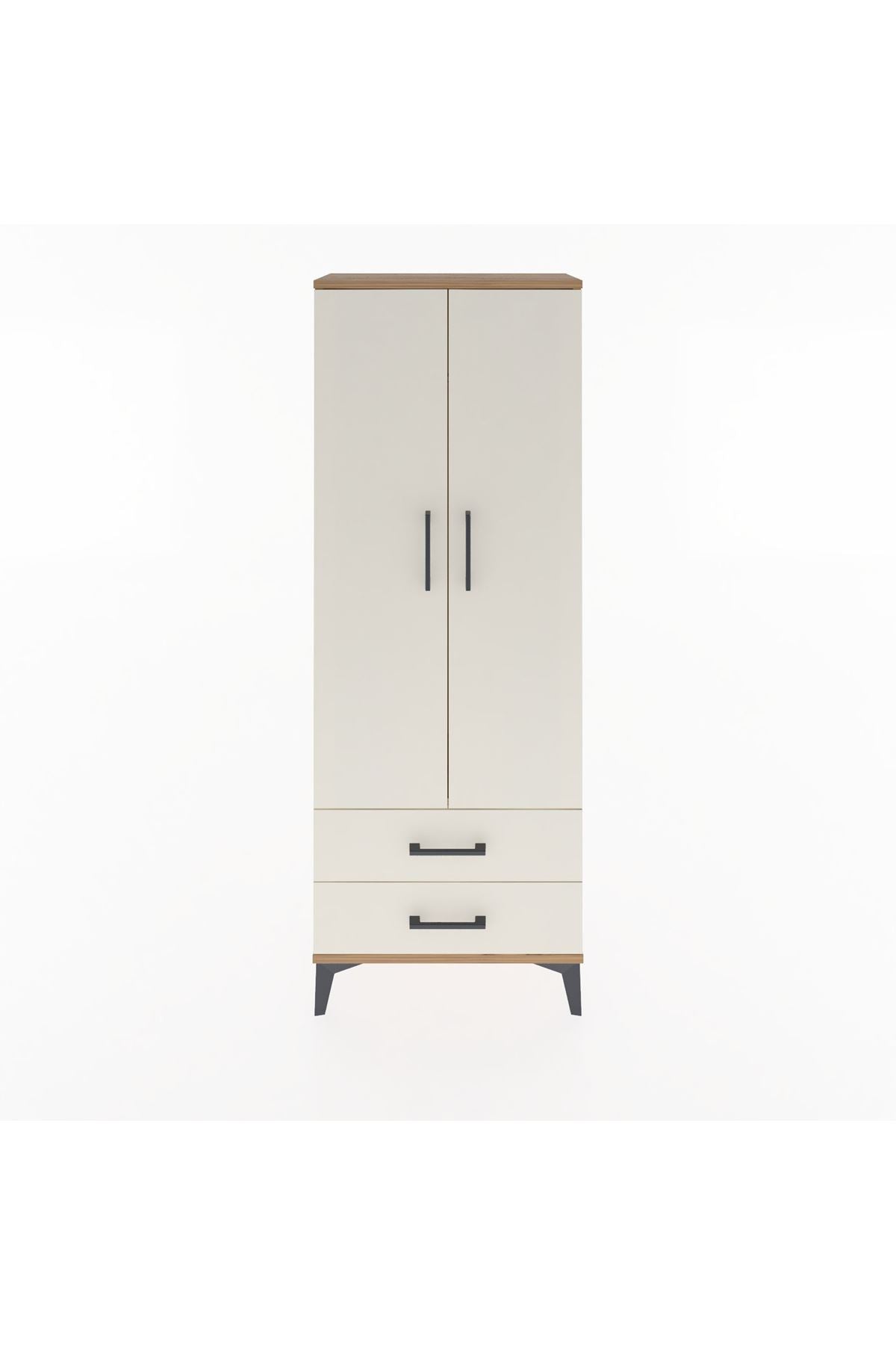 Arges Dolap Tek Raflı 2 Çekmeceli Tek Askılı 60x30x163 Çam-Aytaşı
