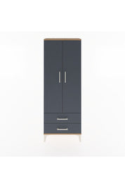 Arges Dolap Tek Raflı 2 Çekmeceli Tek Askılı 60x30x163 Çam-Antrasit