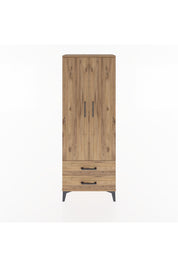 Arges Dolap Tek Raflı 2 Çekmeceli Tek Askılı 60x30x163 Çam-Çam
