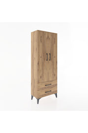 Arges Dolap Tek Raflı 2 Çekmeceli Tek Askılı 60x30x163 Çam-Çam