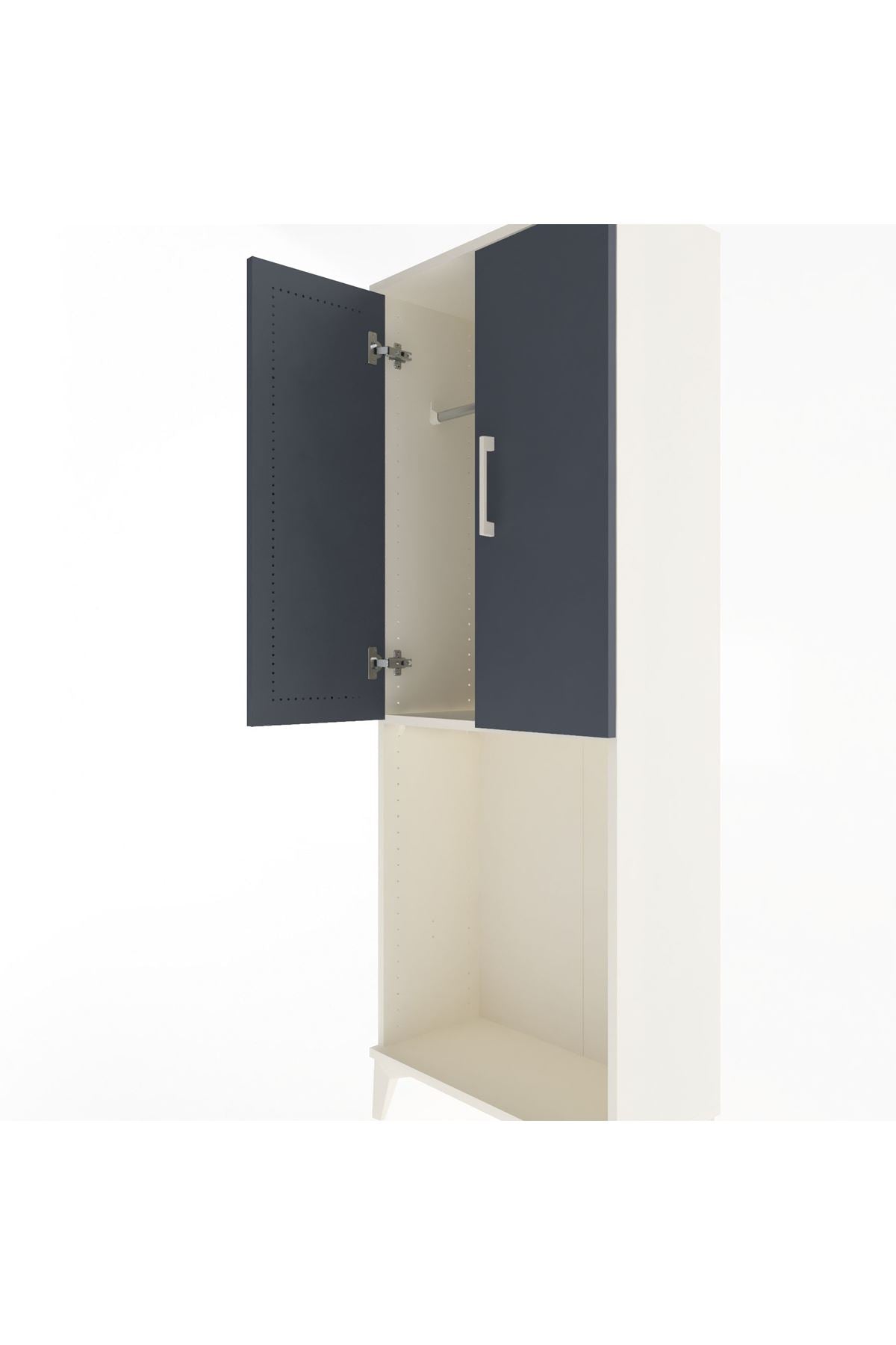 Arges Dolap Tek Raflı 2 Kapaklı Tek Askılı 60x30x163 Aytaşı-Antrasit