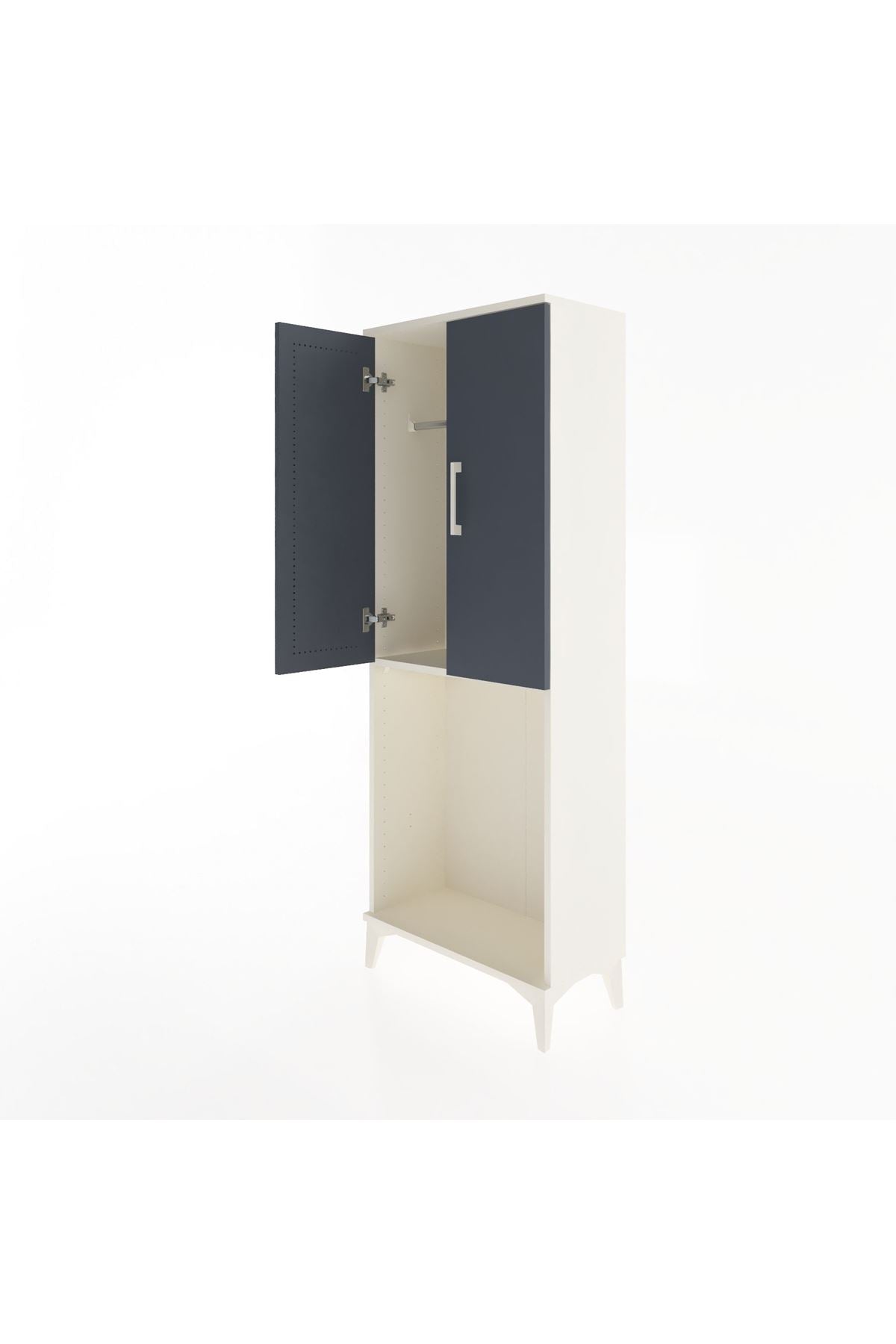 Arges Dolap Tek Raflı 2 Kapaklı Tek Askılı 60x30x163 Aytaşı-Antrasit