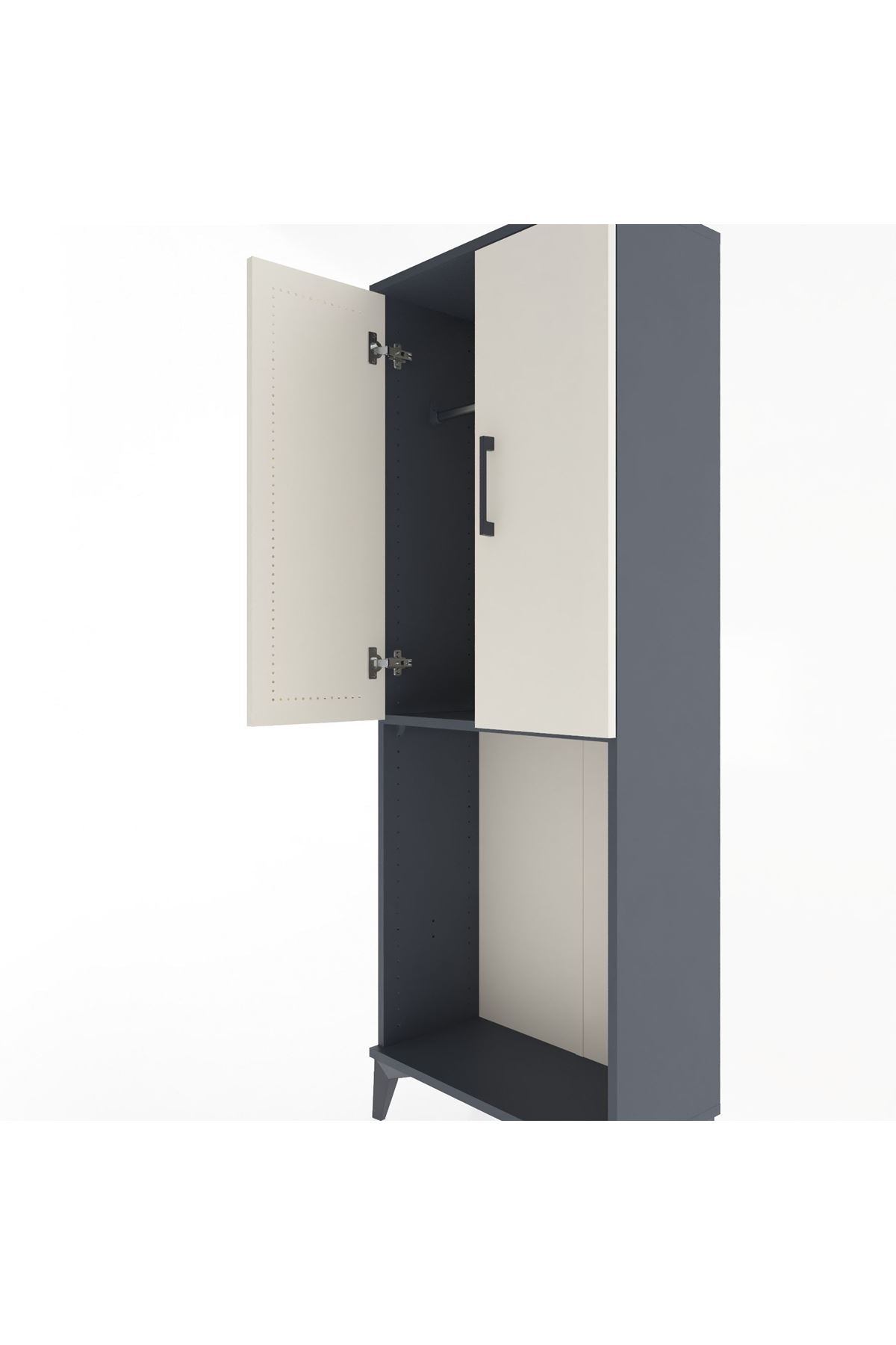 Arges Dolap Tek Raflı 2 Kapaklı Tek Askılı 60x30x163 Antrasit-Aytaşı